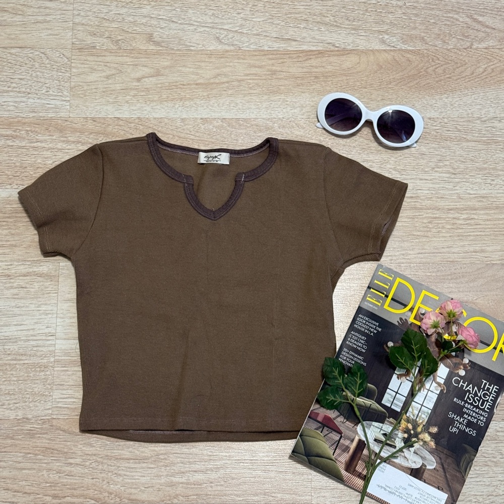 Brown cotton crop top